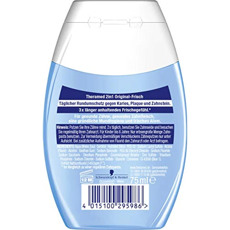 Theramed 2in1 Original 75 ml, sorgt für frischen Atem, für die tägliche Zahnreinigung – Bild 2