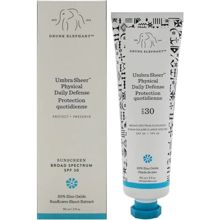 Drunk Elephant Umbra Sheer, mineralische Sonnencreme für das Gesicht, SPF 30, leichte rosa Tönung, 90 ml