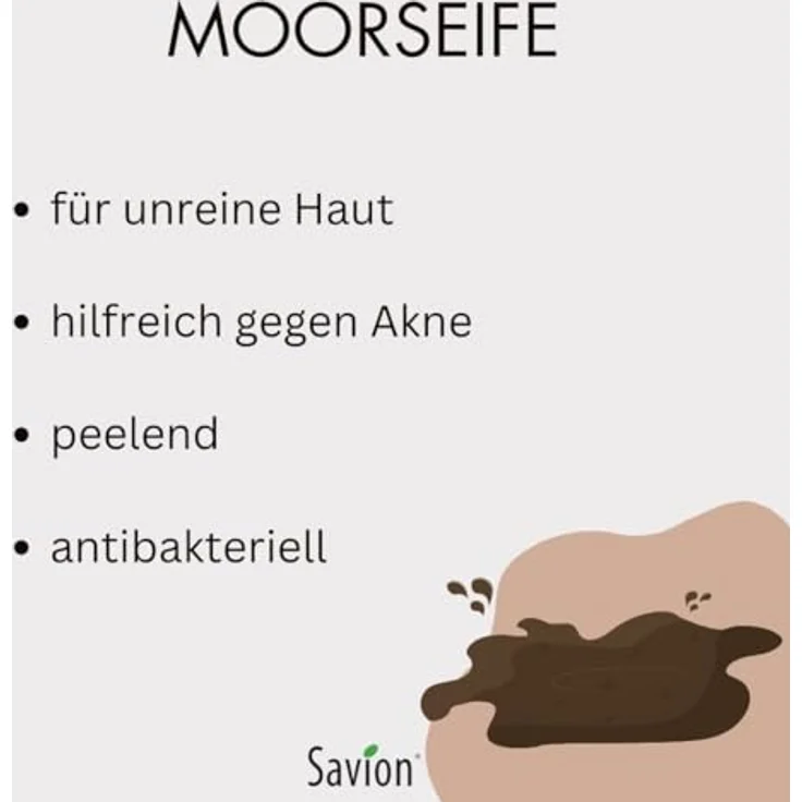 SAVION Moor Körperseife, bei Unreinheiten, Vegan, Palmölfrei, Tierversuchsfrei, 80g – Bild 3