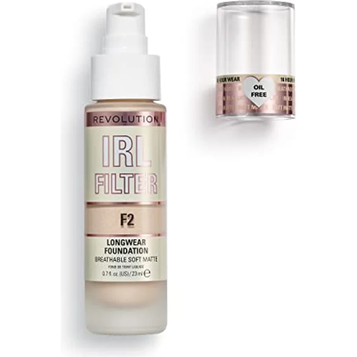 Makeup Revolution IRL Filter Foundation F2, 16 Stunden Haltbarkeit, mittlere bis volle Deckkraft, mattes Finish, für helle Hauttöne, 23ml – Bild 2