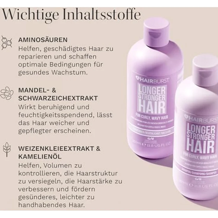 Hairburst Wavy & Curly Shampoo und Conditioner Set, sulfat-, SLS- und parabenfrei, 350 ml – Bild 4