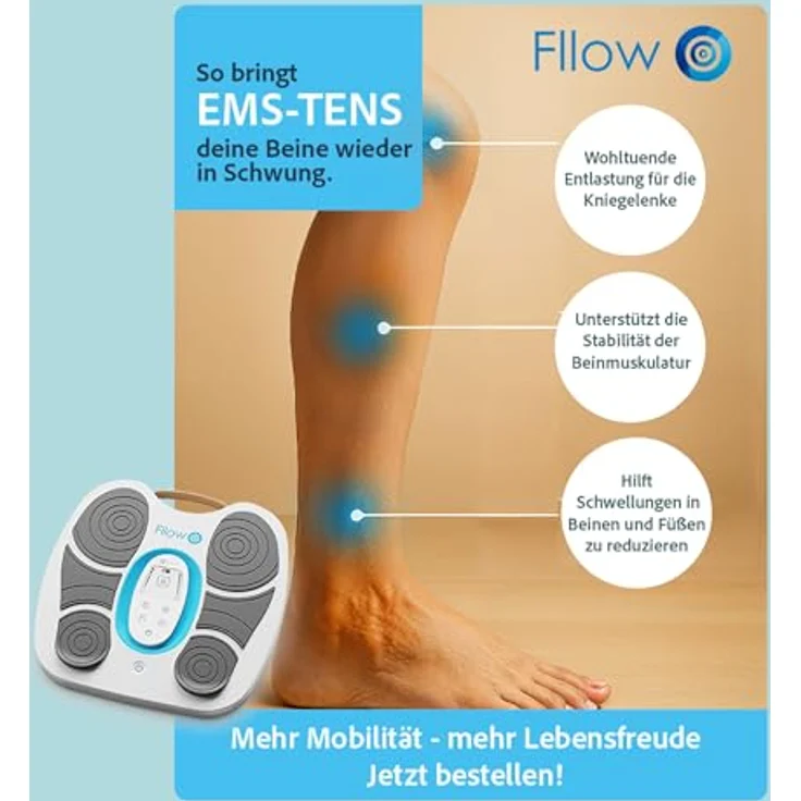 Mediashop Fllow EMS-Tens Fußmassagegerät, kabellos mit smarten Impulstherapie-Funktionen, 150 Stufen, inkl. Arthro-Pads zur gezielten Gelenkstimulation – Bild 2