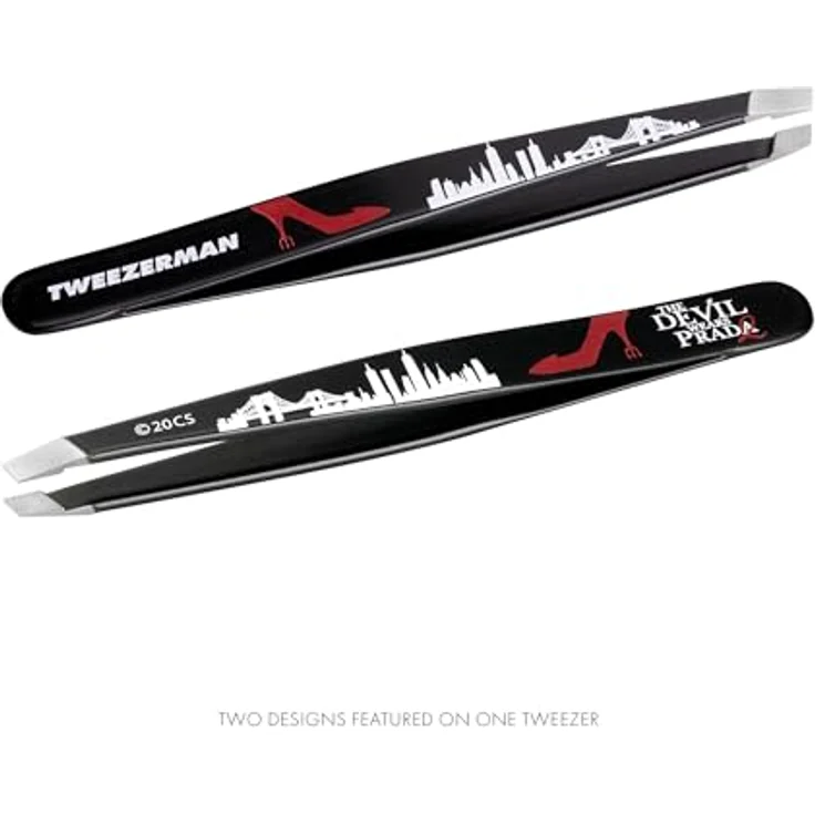 TWEEZERMAN Schräge Pinzette – The Devil Wears Prada 2 Slant Tweezer, Handgefeilte Spitzen für perfekte Augenbrauen, Rostfreier Edelstahl – Bild 2