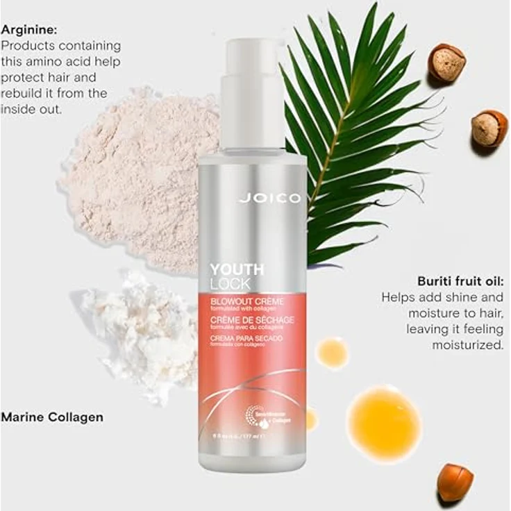 JOICO Youthlock Blowout Crème, Föhncreme mit Hitzeschutz und Feuchtigkeitsschutz für reifes Haar, 177 ml – Bild 5