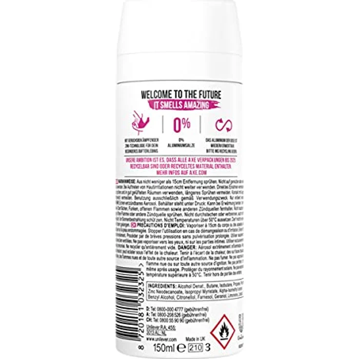 AXE Deo Anarchy for Her 6x 150ml, Deospray Bodyspray ohne Aluminiumsalze, Damen Frauen Women Deodorant, Frauendeo bekämpft geruchsbildende Bakterien und bindet unangenehme Gerüche (6 Produkte) – Bild 3