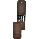 PFEILRING Maniküre-Etui Eleganza, 3 tlg. - Nagelschere, schräge Pinzette, Saphirfeile, braunes Rindleder