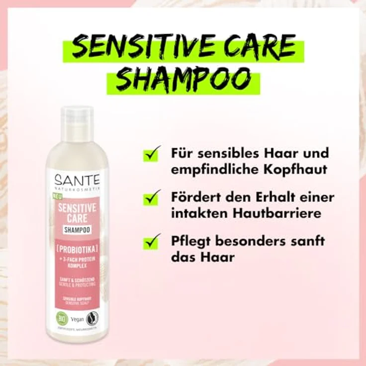 Sante Naturkosmetik Sensitive Care Shampoo, 250 ml, feuchtigkeitsspendend & pH-ausgleichend – Bild 4
