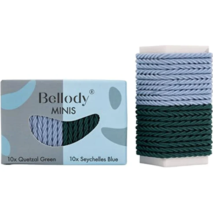 Bellody® Minis - Kleine Mini Haargummis für stylische Flechtfrisuren & kleine Zöpfe (20 Stück - Grün/Blau) - Damen Haargummis in verschiedenen Farben – Bild 1
