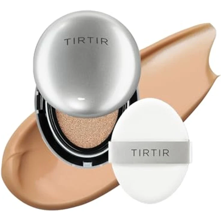 TIRTIR Aura Glow Korean Cushion Foundation, 29 Stunden strahlende Abdeckung, Silberfarbenes Kissen, Minigröße (0,15 Fl Oz), 33C Hazel – Bild 1