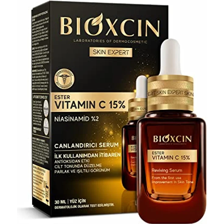 Bioxcin Gesichtsserum Vitamin C Ester & Niacinamide, revitalisierende Hautpflege mit 2 % Niacinamid, 30 ml – Bild 1