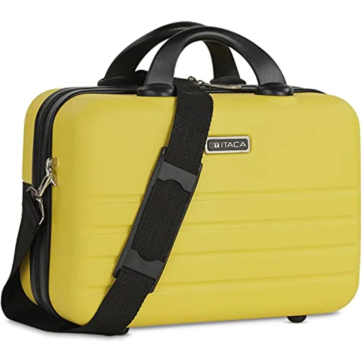ITACA - Kosmetikkoffer Hartschale Groß, Beautycase Damen, Trolley & Handgepäck Koffer: Beauty Case Hartschale, Kosmetik Koffer, Kosmetiktasche Groß - Ideal für Reisen! 771135, Gelb