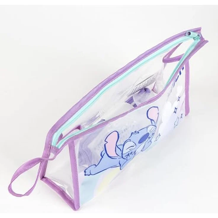 Lilo & Stitch Kulturbeutel, Disney Hygiene-Kit Set mit Handtuch und Haarbürste, bunt – Bild 6