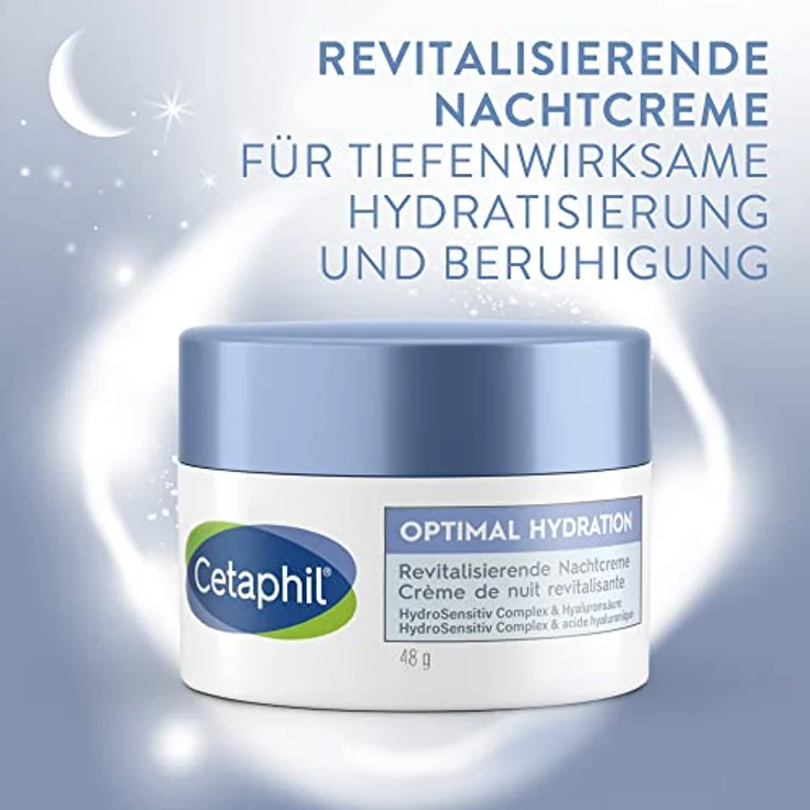 Cetaphil Optimal Hydration Revitalisierende Nachtcreme, 48g, mit Glycerin, Hyaluronsäure & Jojobaöl, spendet 24h Feuchtigkeit. – Bild 2