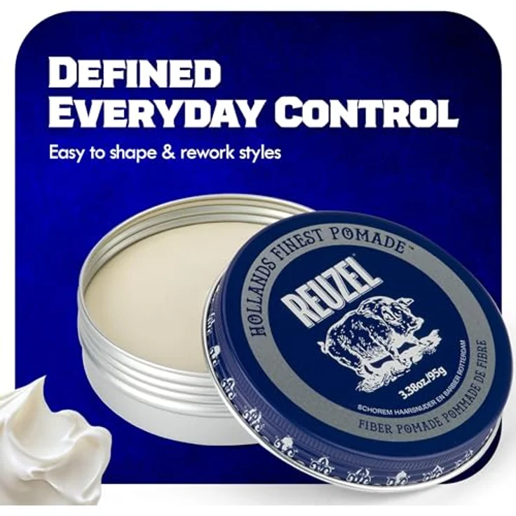 Reuzel Fiber Pomade, Haarpomade für Herren, 95 g, langanhaltende Fixierung, leicht auswaschbar, gesunder Glanz, Textur und Form – Bild 3