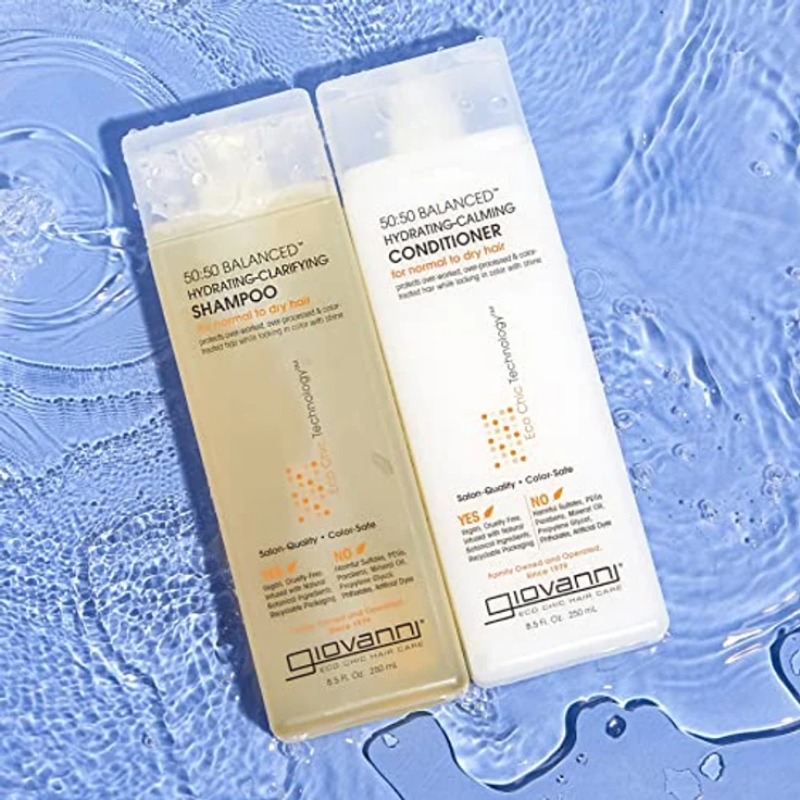 Giovanni 50:50 Balanced Hydrating-Clarifying Shampoo, 250 ml, für normales bis trockenes Haar, feuchtigkeitsspendend, vegan, parabenfrei – Bild 3