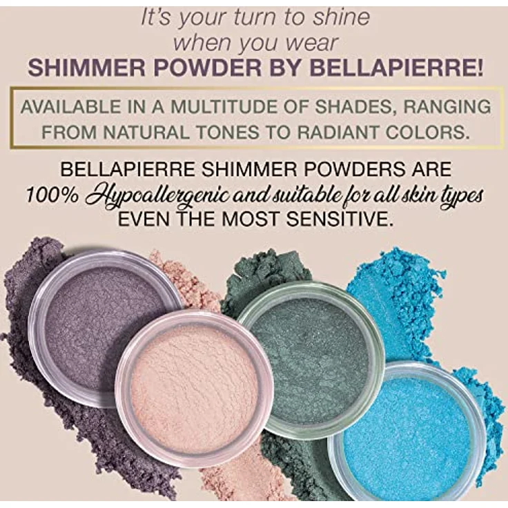 Bellápierre Cosmetics Shimmer Powder Lidschatten, hochpigmentierter Puderlidschatten für ausdrucksstarke Augen, 2,35 g – Bild 4