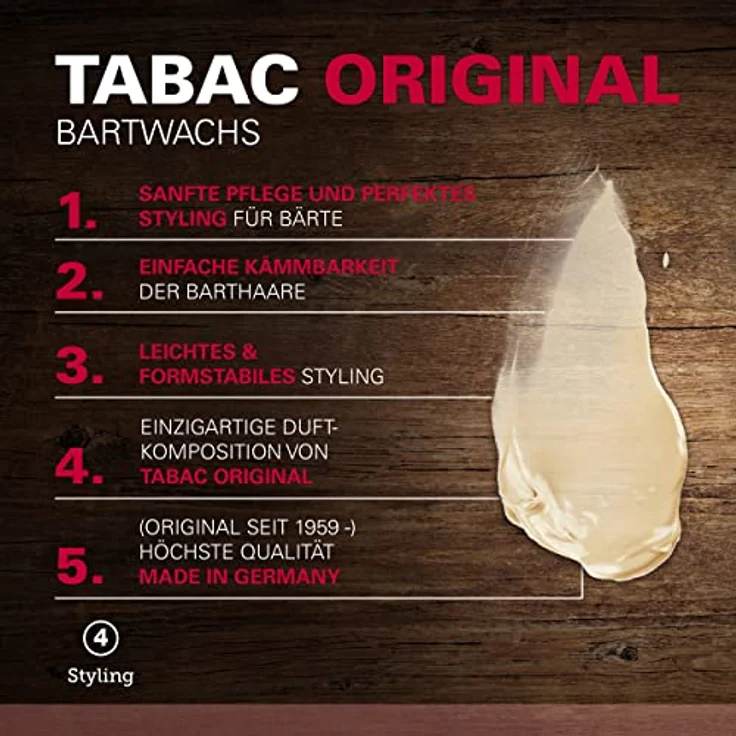 Tabac Bartwachs 40 g, mit Tabac Original Duft, Bartwachs für das optimale Styling, pflegend – Bild 2