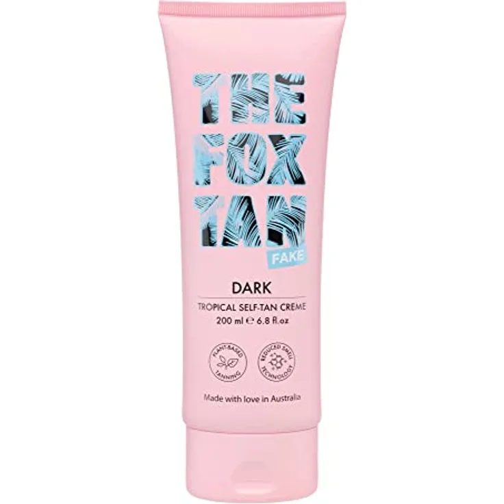 The Fox Tan - Selbstbräuner für den Körper - Dark Tropical Self-Tan Creme - mit 100% natürlicher DHA, Selbstbräunungs-Creme ohne Selbstbräuner-Geruch, 200 ml