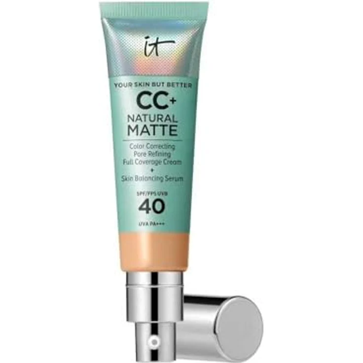 IT Cosmetics, Your Skin But Better CC+ Natural Matte LSF 40, mattierende Make-up-Grundierung, 16 h Glanzkontrolle, 24h Feuchtigkeit, mittlere Farbe, 32 ml
