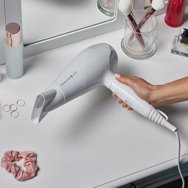 Remington D3199 Haartrockner Ionen, 2200W, weiß, mit Diffusor & Stylingdüse, 3 Heiz- & 2 Gebläsestufen, Keramik-Ionen-Technologie für schonendes Styling – Bild 3