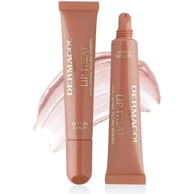 Dermacol Lip Treat Hydratisierendes Lipgloss Farbton 3 Cotton Candy, 10 ml, mit intensiv pflegender Hyaluronsäure für glänzende und glatte Lippen – Bild 1