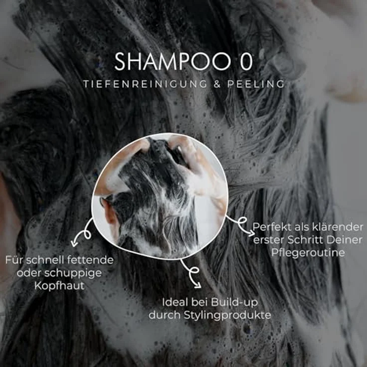 genuine haircare Shampoo 0 – Tiefenreinigendes Kopfhaut Peeling Shampoo mit Cellulose-Peeling, 200 ml, gegen fettige Kopfhaut & Styling-Rückstände, biologisch abbaubar, vegan – Bild 4