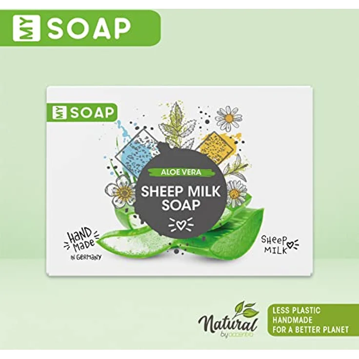 MY SOAP Schafmilchseife, Natural by accentra, handgefertigte Schafmilchseife MY SOAP in Papierschachtel, 100g, Motiv/Duft: Aloe Vera – Bild 2