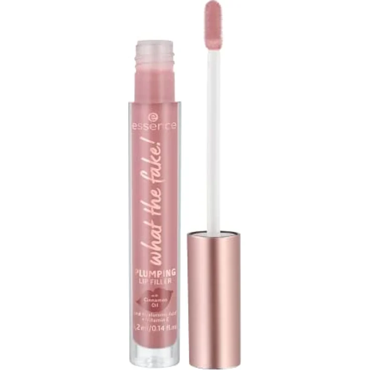 essence what the fake! PLUMPING LIP FILLER, Lipgloss, Nr. 02, Nude, feuchtigkeitsspendend, mit Vitaminen, kühlend, glänzend, vegan, ohne Parfüm, ohne Alkohol, ohne Parabene, 1er Pack (4.2ml) – Bild 2