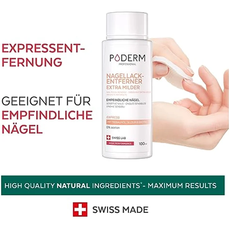 PODERM Poderm Prof Dissolvant Fl 100 ml, Acetonfreier Nagellackentferner mit Teebaum, Silizium und Biotin für empfindliche Nägel – Bild 2