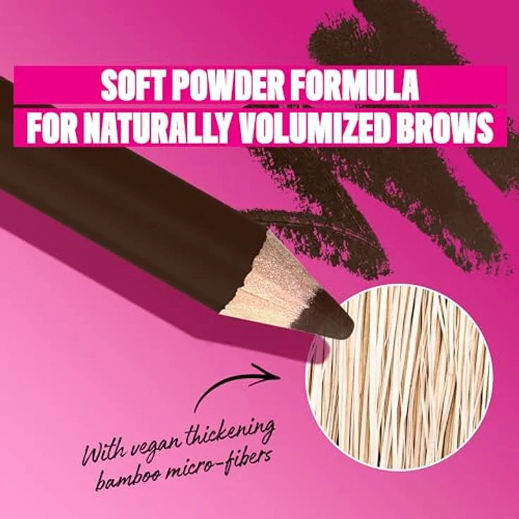 NYX Professional Makeup Powder Louder Augenbrauenstift, 1,2 g, vegane Mikrofaser-Formel, 08 Deep Brown – Bild 2