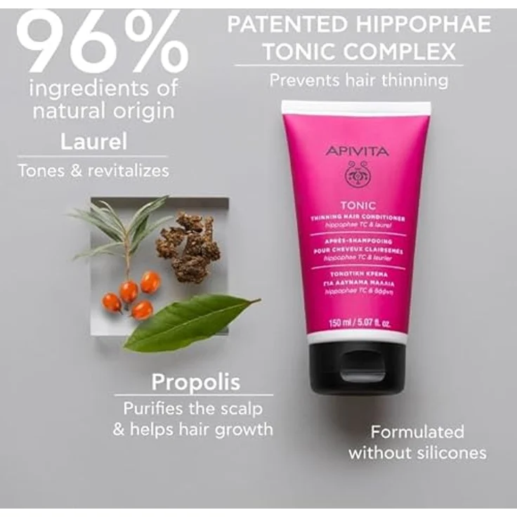 Apivita Tonic Thinning Hair Conditioner, Tönungs-Conditioner für feines und schütteres Haar, 150 ml – Bild 3