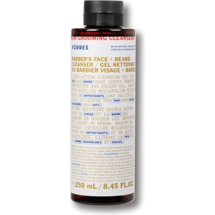 KORRES ATHENIAN GROOMING Reinigungsgel für Gesicht und Bart, tiefenreinigend, feuchtigkeitsspendend & beruhigend, für feine Poren und ein mattes Finish, silikon-& parabenfrei, vegan, 250 ml