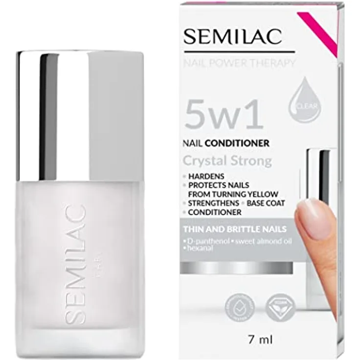 Semilac Nagelconditioner 5in1 Crystal Strong, 7 ml | Pflege für dünne und brüchige Nägel, vegan, dermatologisch getestet