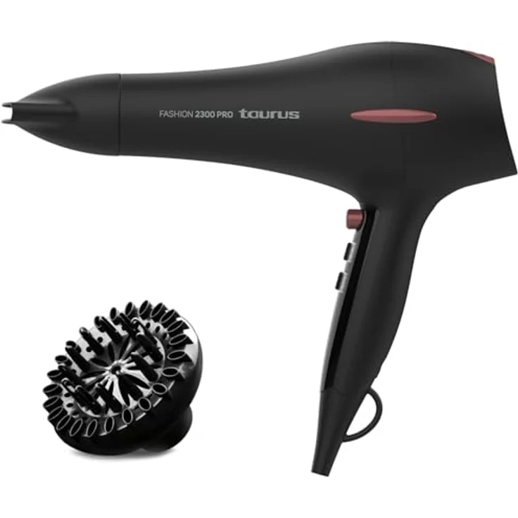 Taurus Fashion 2300 Pro Haartrockner, 2200 W AC-Motor, 2 Geschwindigkeiten, 3 Temperaturen, Kaltluftstoß, abnehmbarer Filter, Aufhängeöse – Bild 2