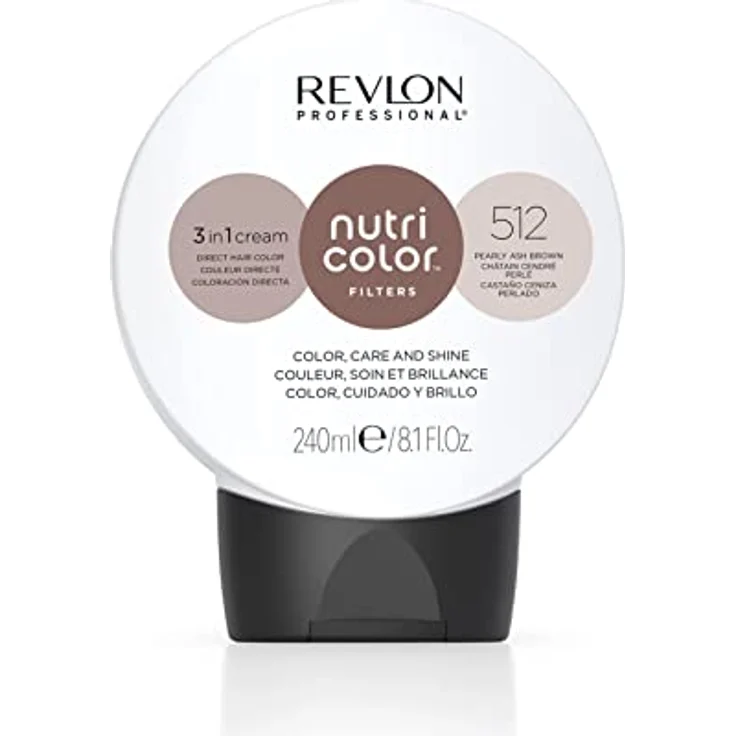 Revlon Professional Nutri Color FILTERS 512 Hellbraun Asch Irisé, 240 ml, pflegende Farbmaske mit INSTA-PIC-TECHNOLOGY, Tönungsmaske zur Farbauffrischung von kühlen Brauntönen – Bild 1