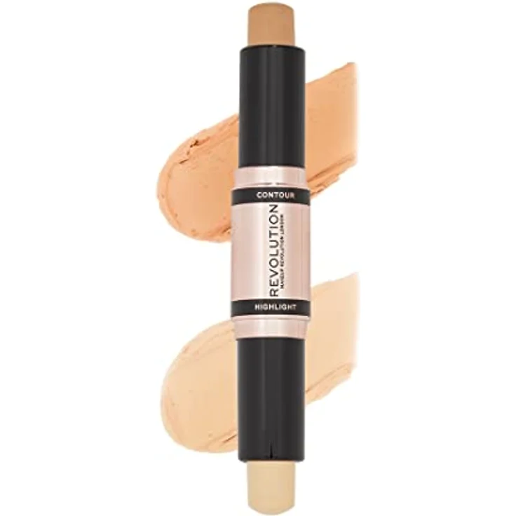 Makeup Revolution Contour Stick Duo Cream Contour & Highlight, definiert die Wangenknochen und modelliert das Gesicht, vegan und frei von Tierversuchen, leicht, 2,4 g – Bild 1