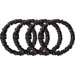 Slip Silk Skinny Scrunchies - vierteiliges Zopfgummi Set aus Seide - haarschonende Haargummis gegen Haarbruch - aus 100% Maulbeerseide - 1 x 4 Stück - Schwarz