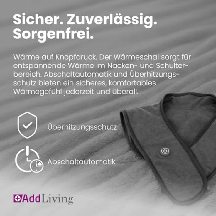 AddLiving Kabelloser Schulter- und Nackenwärmer, Infrarot-Heizkissen mit 5000 mAh Powerbank, USB-C, 3 Temperaturstufen, 59 x 48 cm – Bild 5