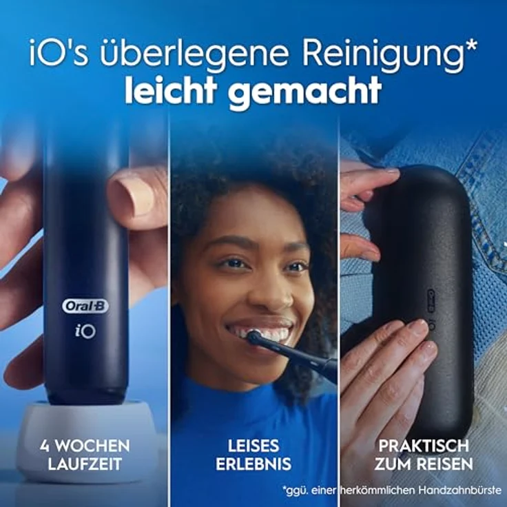 Oral-B iO Series 2, Elektrische Zahnbürste mit sanften Mikrovibrationen und zwei Handstücken, Night Black/Forest Green – Bild 8