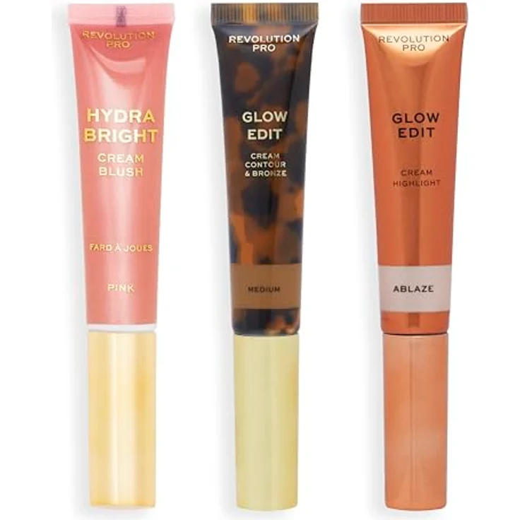 Revolution Pro Cream Face Wand Trio, Contour, Blush & Highlighter Set, Vegan & Cruelty-Free, Medium, 1x12ml, 2x15ml – Bild 1