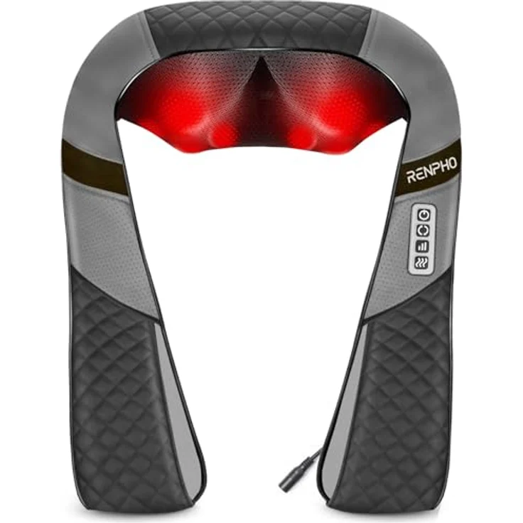 RENPHO Nackenmassagegerät mit Wärme, 4D-Tiefenknetmassage und 3 Intensitätsstufen, Rückenmassagegerät für Zuhause und Auto – Bild 1