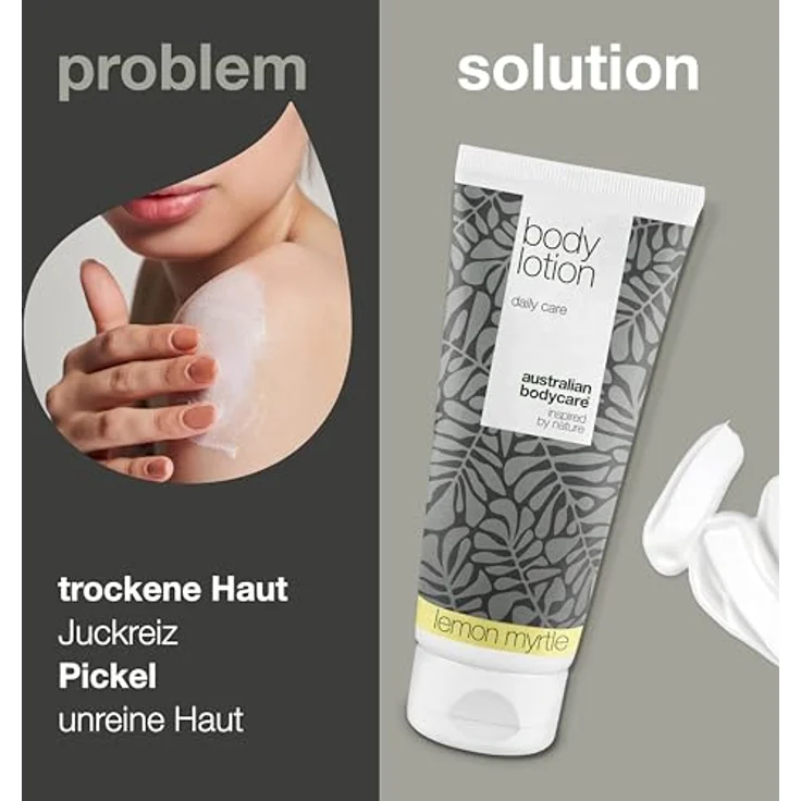 Körperlotion für Damen & Herren 200 ml | Teebaumöl Body + Lemon Myrtle Lotion für trockene Haut | Tägliche Pflege Lindert Pickel, Scherpilzflechte, Pilze, Jock Itch, Akne und Körpergeruch – Bild 2