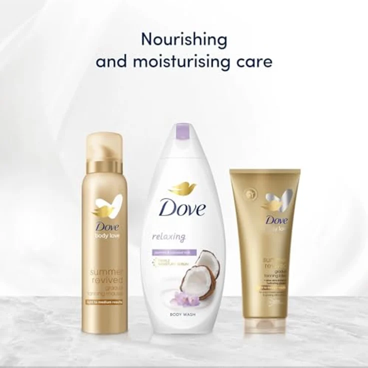 Dove DermaSpa Summer Revived Progressives Selbstbräuner-Körpermousse, streifenfrei für mittlere bis dunkle Haut, 150 ml, 48 Stunden Feuchtigkeitspflege – Bild 2