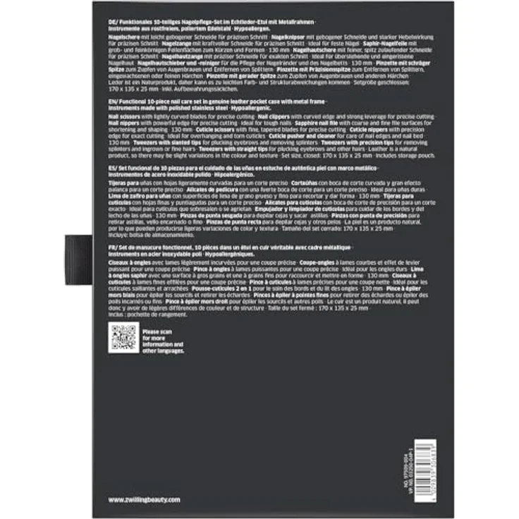 Zwilling Classic Inox Maniküre Pediküre Set 10tlg, Leder, schwarz Maniküre-Set 1 Stück – Bild 7