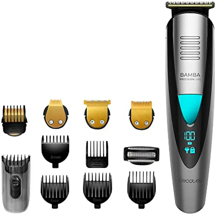 Cecotec Bamba PrecisionCare Pro 5-in-1 Multifunktionsrasierer, Wasserdicht, Titanbeschichtete Klingen, 60 Minuten Laufzeit, IPX7, Lithiumbatterie mit Kabelbetrieb
