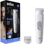 Braun Body Groomer Series 3 BG3500, vielseitiger Trimmer und Haarschneider für Nass- und Trockenrasur, hellgrau