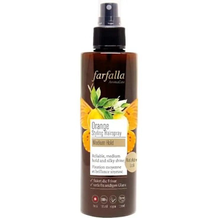 Farfalla Orange Haarspray, Medium Hold, zuverlässiger Halt für seidigen Glanz, 200ml