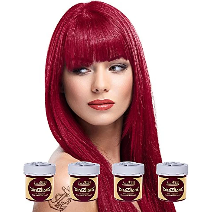 La Riche Directions Semi Permanent Haarfärbemittel, Rose Red, 4 x 88 ml, ohne Peroxid, langlebige Farboption – Bild 1