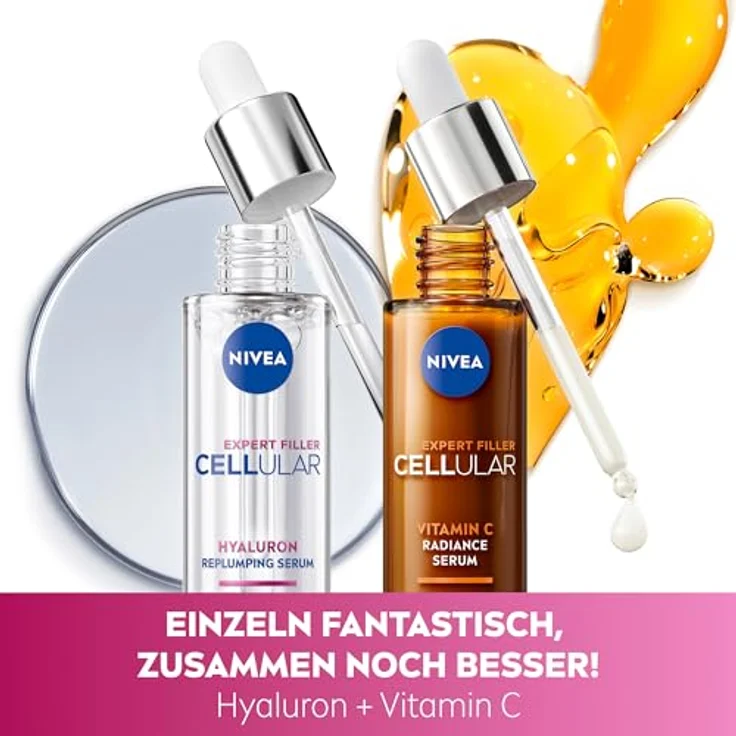 Nivea NIVEA CELLULAR Expert Filler Vitamin C Serum, Anti-Falten-Gesichtsserum, 30 ml, für alle Hauttypen geeignet – Bild 7