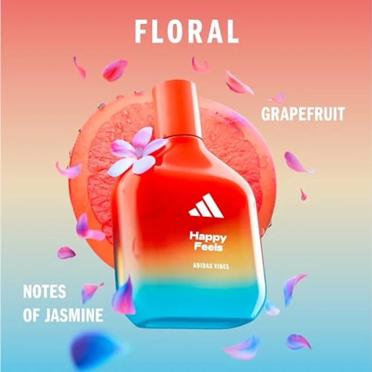 Adidas Vibes Happy Feels Eau de Parfum für alle, lebendig und belebend, Grapefruit und Jasmin, 50 ml – Bild 3
